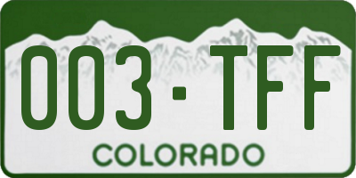 CO license plate 003TFF