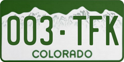 CO license plate 003TFK