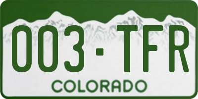 CO license plate 003TFR