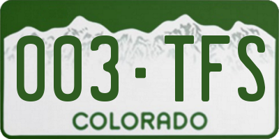 CO license plate 003TFS