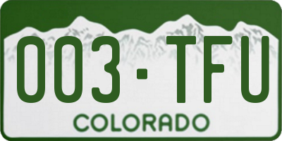 CO license plate 003TFU