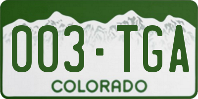 CO license plate 003TGA