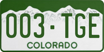 CO license plate 003TGE