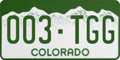 CO license plate 003TGG