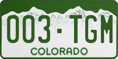 CO license plate 003TGM