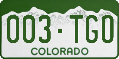 CO license plate 003TGO