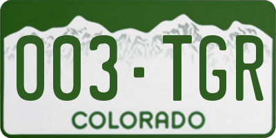 CO license plate 003TGR