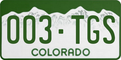 CO license plate 003TGS