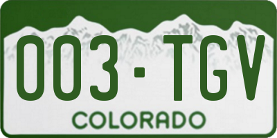 CO license plate 003TGV