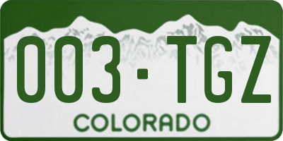 CO license plate 003TGZ