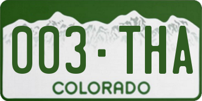 CO license plate 003THA