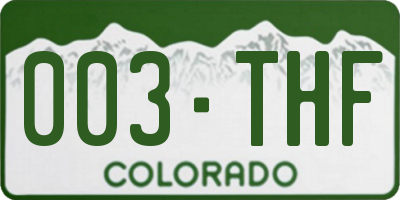 CO license plate 003THF