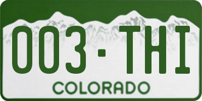 CO license plate 003THI