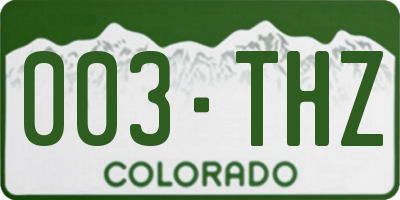 CO license plate 003THZ