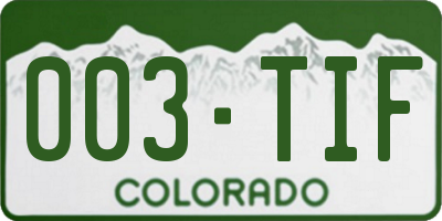 CO license plate 003TIF