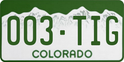 CO license plate 003TIG