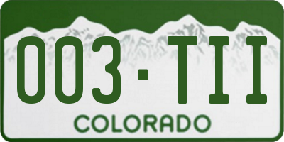 CO license plate 003TII
