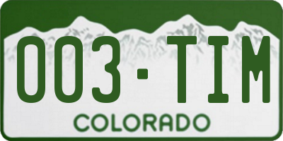 CO license plate 003TIM