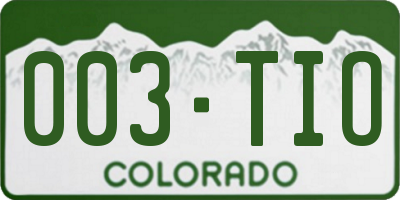 CO license plate 003TIO