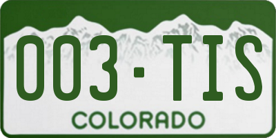 CO license plate 003TIS