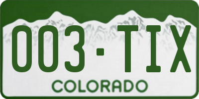 CO license plate 003TIX