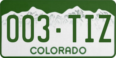 CO license plate 003TIZ