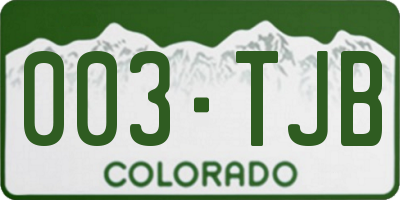 CO license plate 003TJB