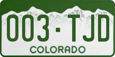 CO license plate 003TJD