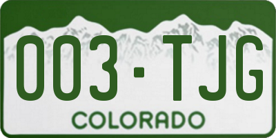 CO license plate 003TJG