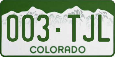 CO license plate 003TJL