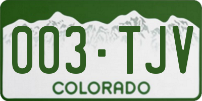 CO license plate 003TJV