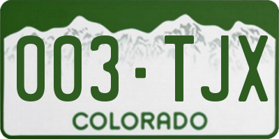 CO license plate 003TJX