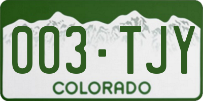 CO license plate 003TJY