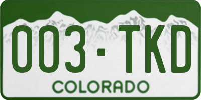 CO license plate 003TKD