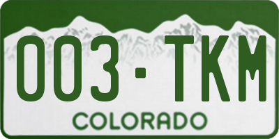 CO license plate 003TKM