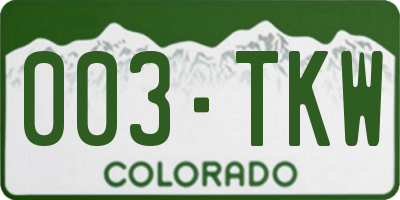 CO license plate 003TKW