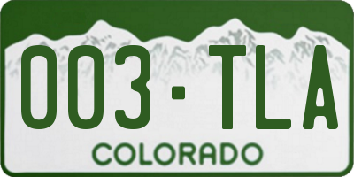 CO license plate 003TLA