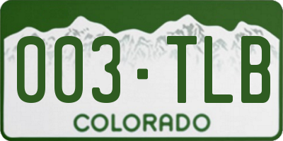 CO license plate 003TLB
