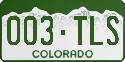 CO license plate 003TLS