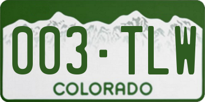 CO license plate 003TLW