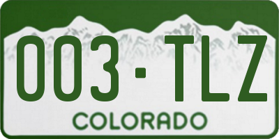 CO license plate 003TLZ