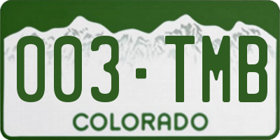 CO license plate 003TMB