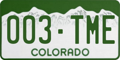 CO license plate 003TME