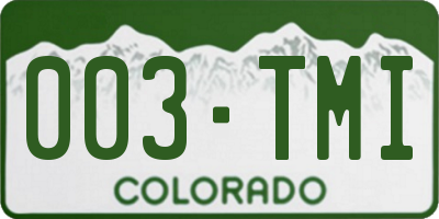 CO license plate 003TMI