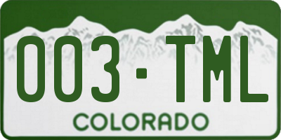 CO license plate 003TML