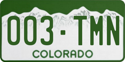 CO license plate 003TMN