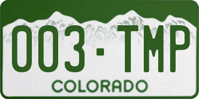 CO license plate 003TMP