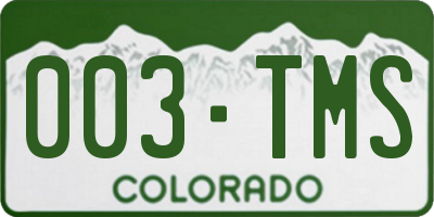 CO license plate 003TMS