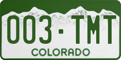 CO license plate 003TMT