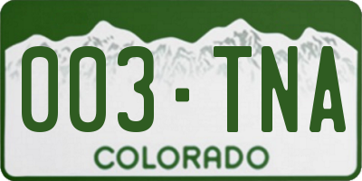 CO license plate 003TNA